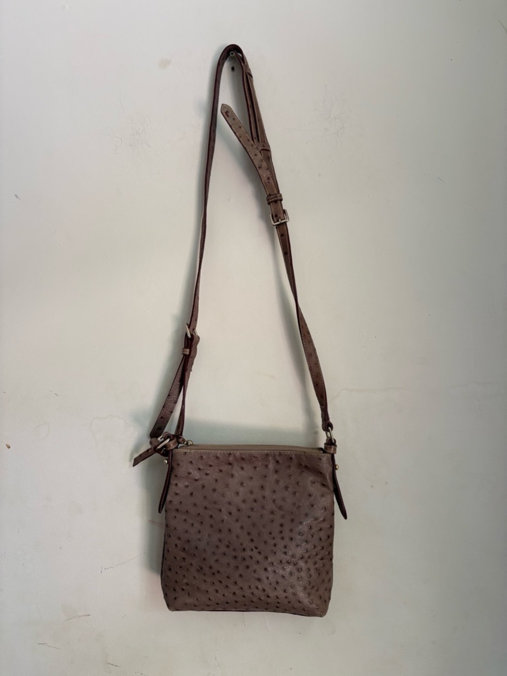 Dooney & Bourke Mauve Ostrich-Embossed Crossbody with Gold-Tone Hardware - Picture 3 of 6